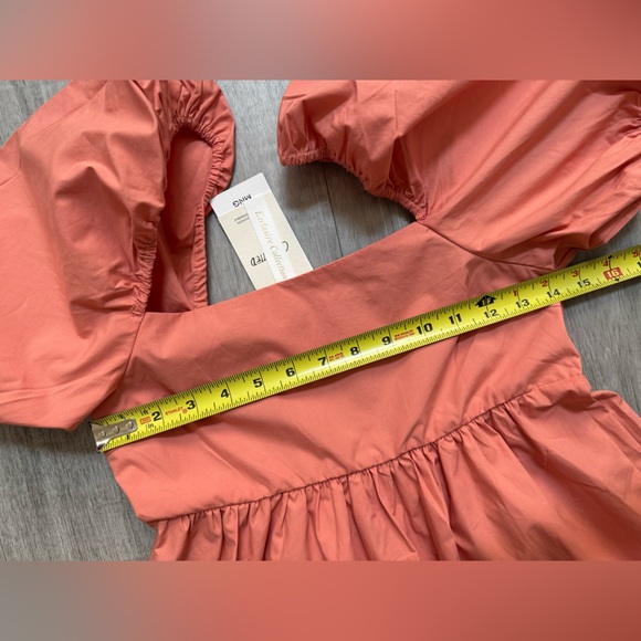 NWT Mango Miri Puffed Sleeve Mini Dress - Coral Pink 100% Cotton - Size XS - Picture 9 of 16